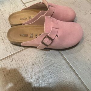 Birkenstock Soft Pink Mules with Strap